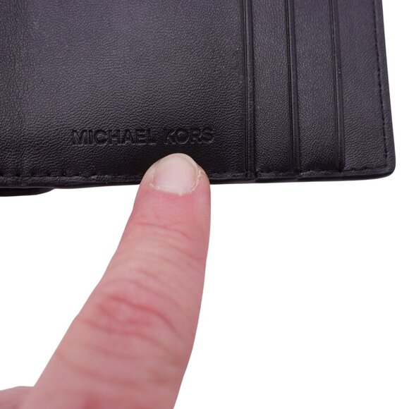 NWOT Michael Kors Malone Debossed Logo Duo Fold Wallet Black Credit Card Pocket - Picture 5 of 10